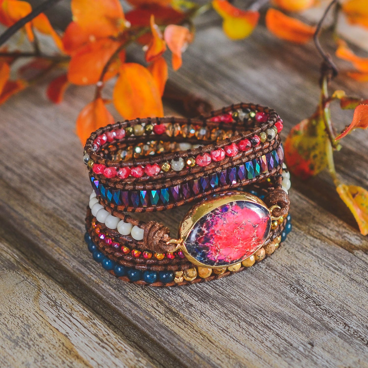 The Perfect Accessory to Complete Your Bohemian Look: Teepollo Leather Wrap Bracelet