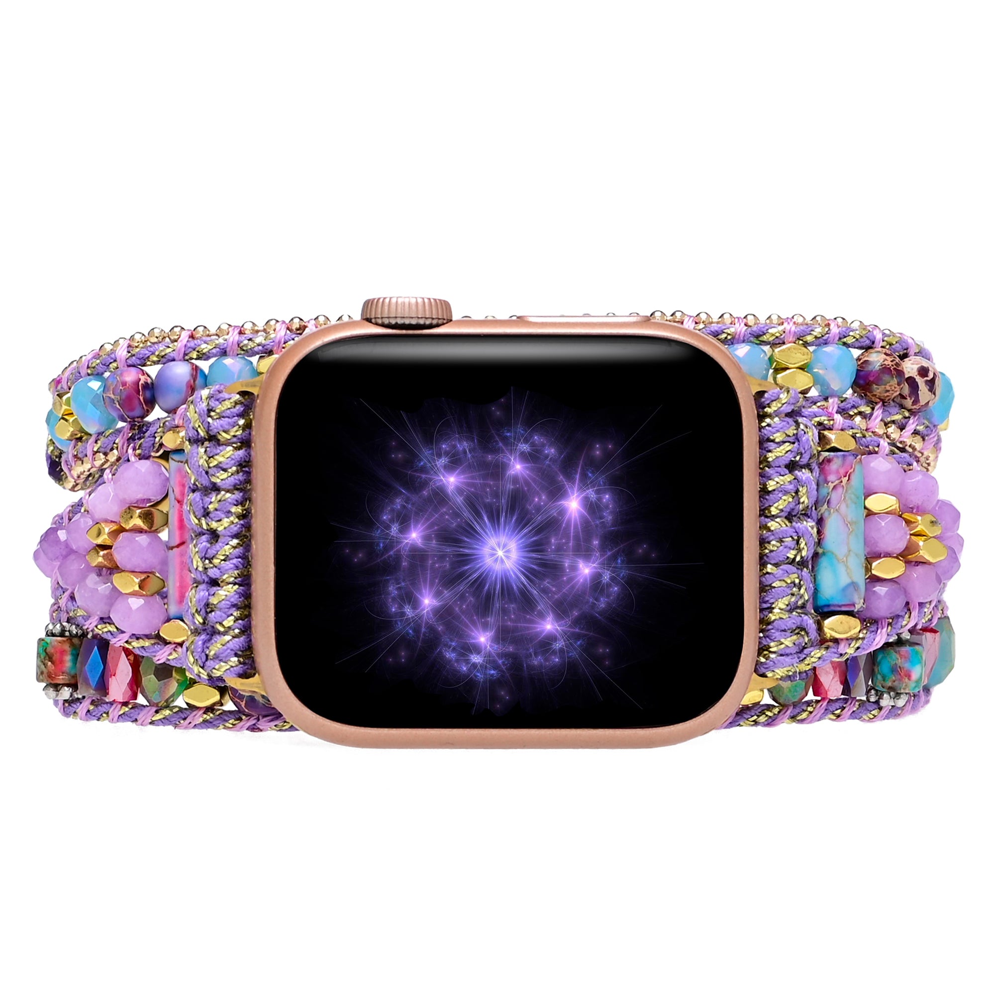TEEPOLLO Handmade Purple Stone Bead Healing Apple Watch Bands