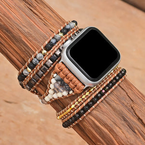 TEEPOLLO Black Lava Wrap Apple Iwatch Iphone Watch Bracelet Band for Women