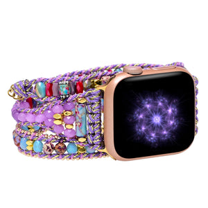TEEPOLLO Handmade Purple Stone Bead Healing Apple Watch Bands