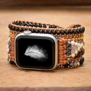 TEEPOLLO Black Lava Wrap Apple Iwatch Iphone Watch Bracelet Band for Women