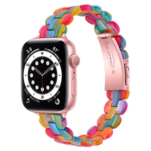 TEEPOLLO Rainbow Resin Apple Watch Band Strap for Women