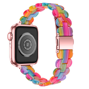 TEEPOLLO Rainbow Resin Apple Watch Band Strap for Women