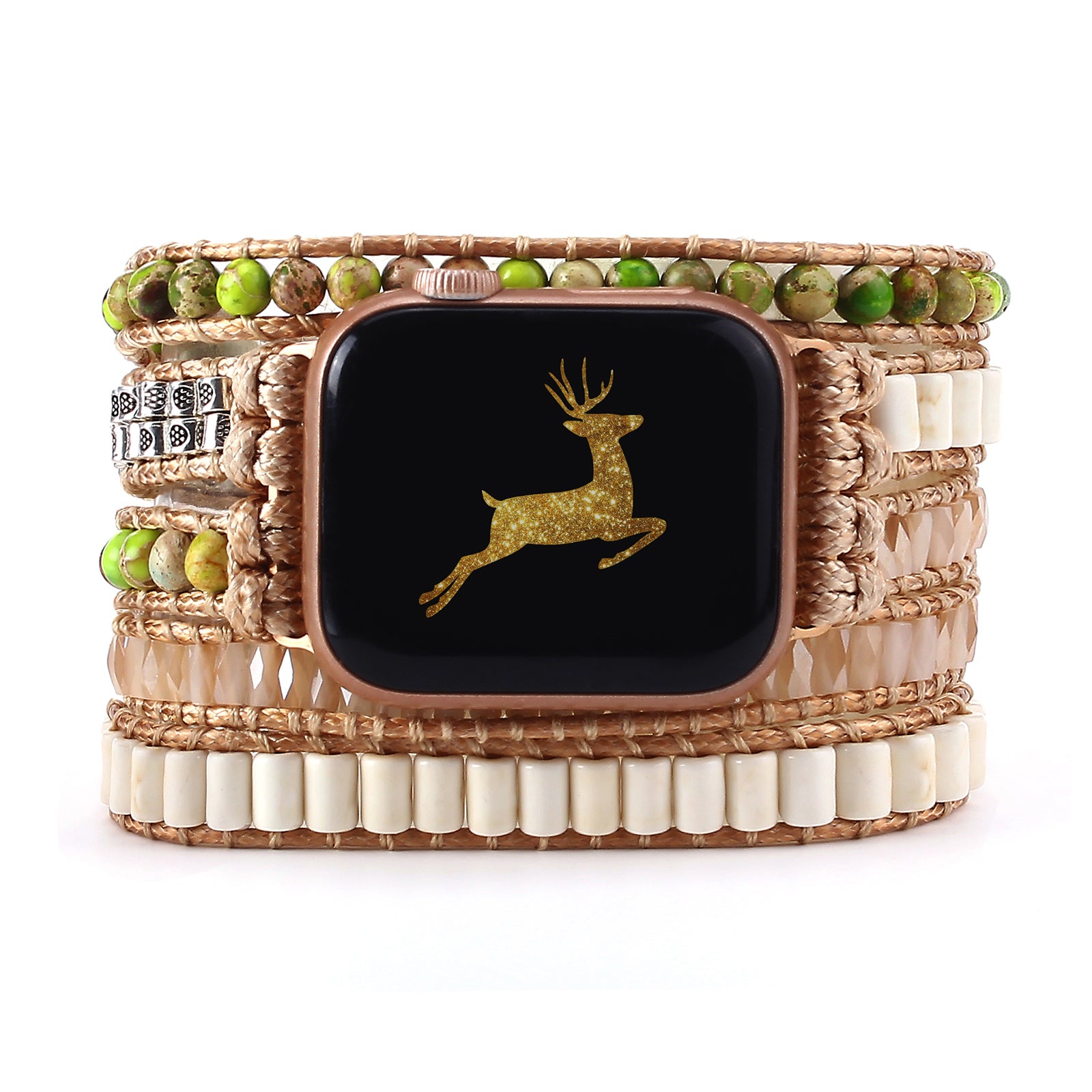 TEEPOLLO Green Jasper Stone Apple Watch Band Bracelet