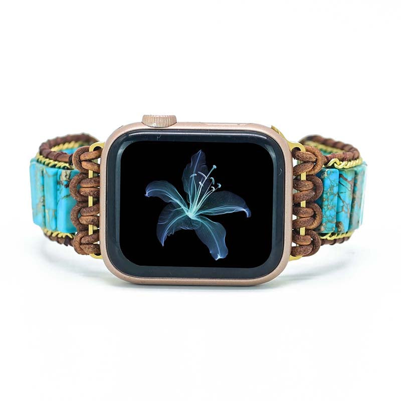 TEEPOLLO Customized Boho Turquoise Apple Watch Wrap Band Women's