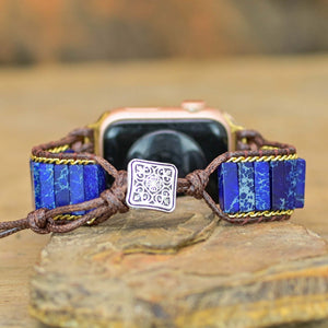 TEEPOLLO Blue Emperor Stone Leather Apple Watch Strap for Women 38mm