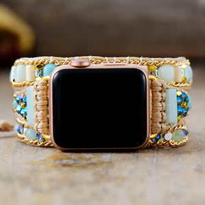 TEEPOLLO Handmade Amazonite Wrap Apple Iwatch Bracelet Band