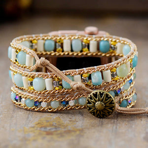 TEEPOLLO Handmade Amazonite Wrap Apple Iwatch Bracelet Band