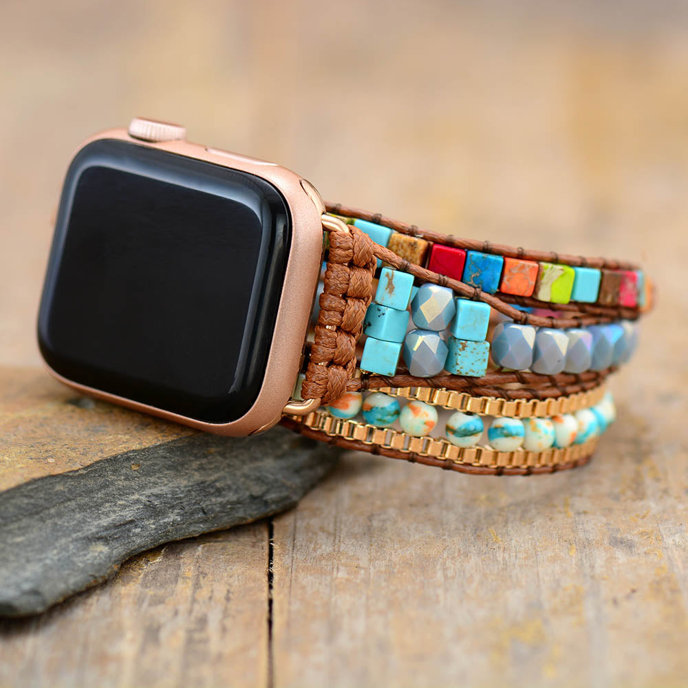 TEEPOLLO Chakra Healing Stone Apple Watch Bracelet Band