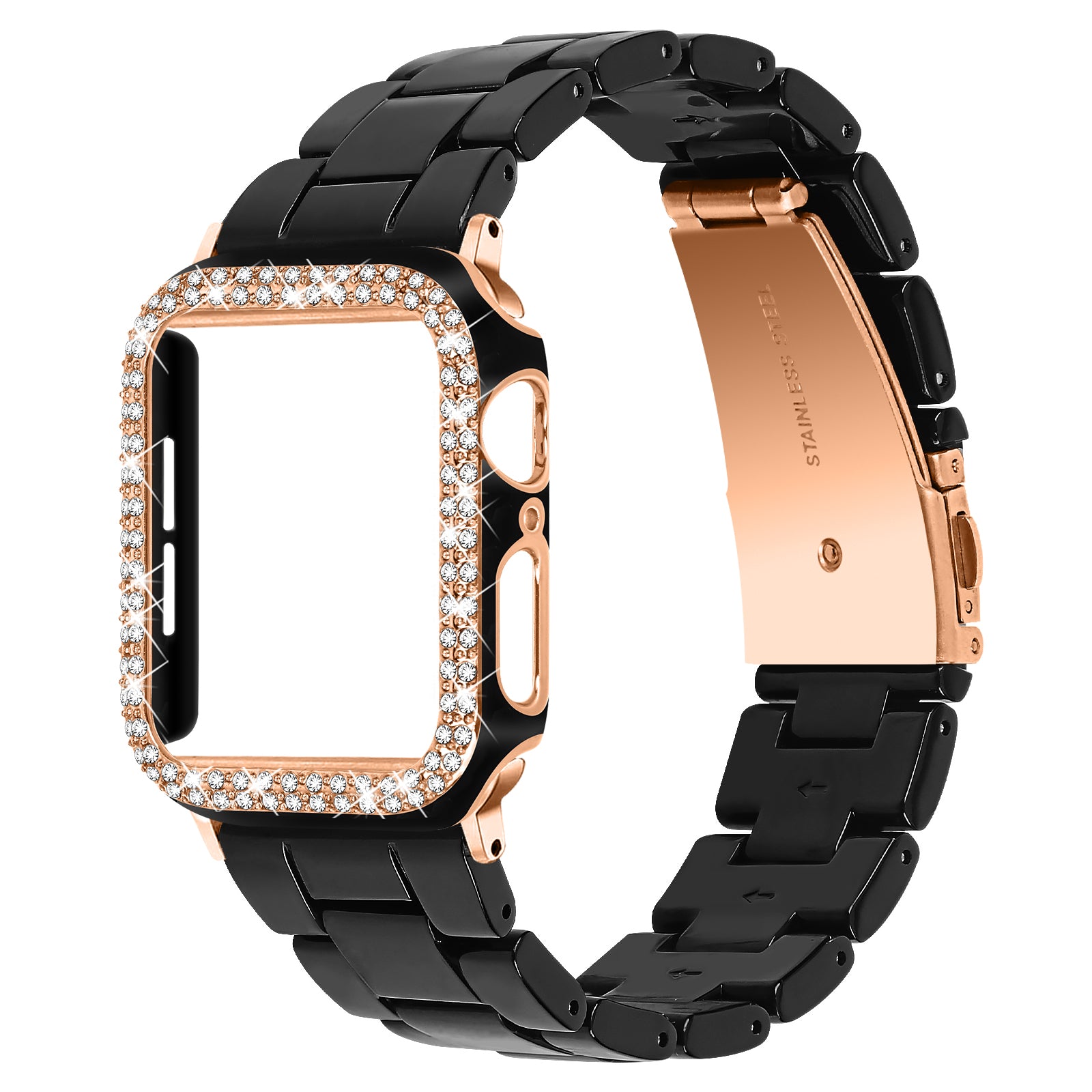 TEEPOLLO Black Resin Apple Watch Band for Women