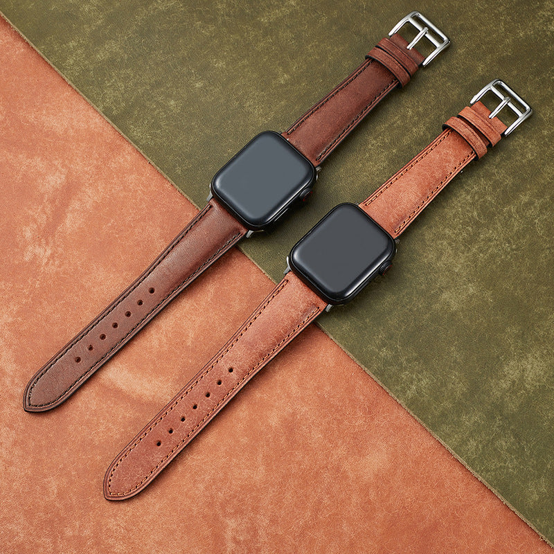 TEEPOLLO Italian Genuine Brown Green Apple Watch Leather Bands