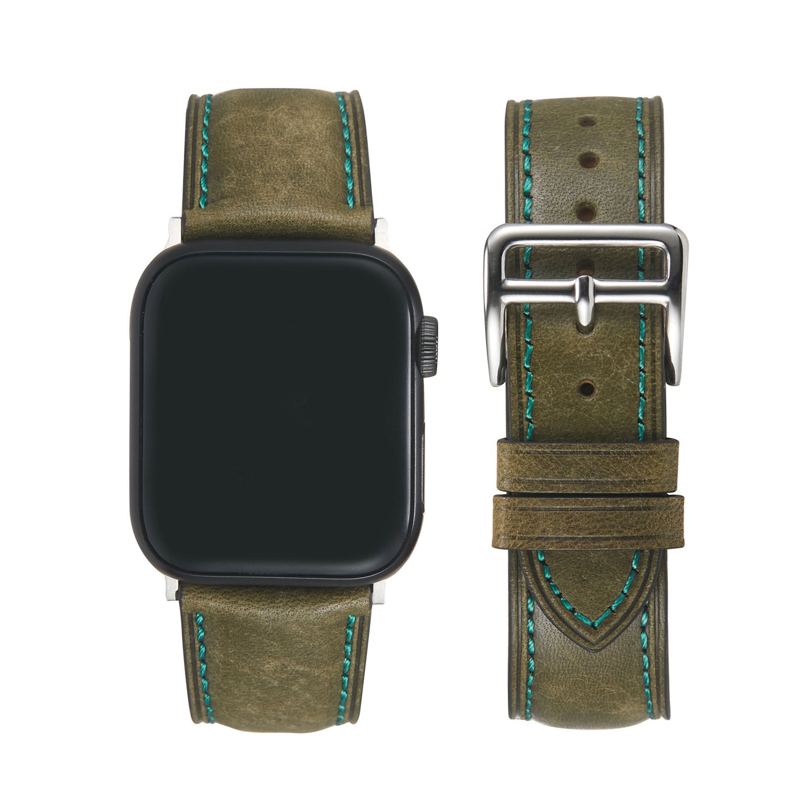 TEEPOLLO Italian Genuine Brown Green Apple Watch Leather Bands