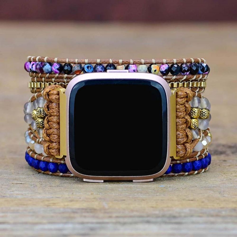 Teepollo Handmade Personalized Agate Stone Fitbit Versa 2 Watch Band
