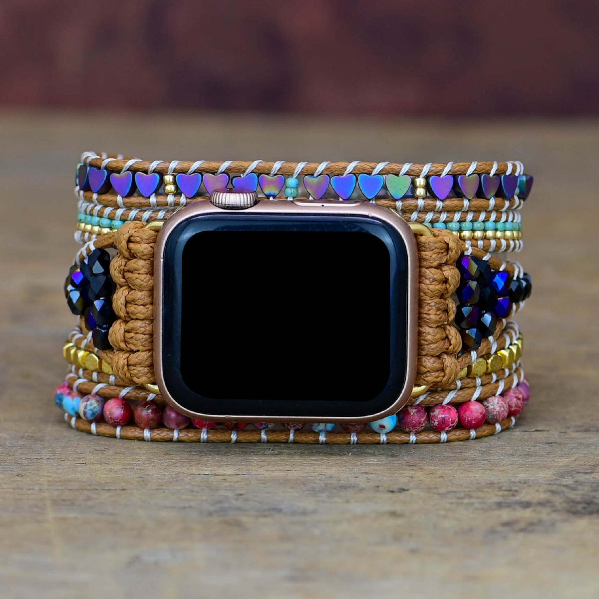 TEEPOLLO Personalized Heart Love Beaded Apple Watch Bracelet 