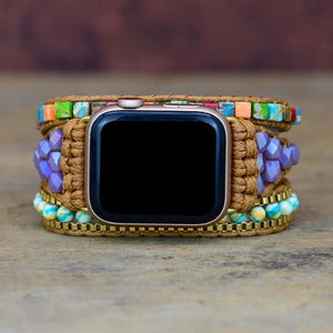 TEEPOLLO Chakra Boho Handmade Stone Beaded Apple Watch Band Strap 44mm 40mm