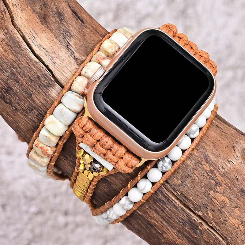 CHARMINGO Boho Leather Band Compatible with Apple Watch Band