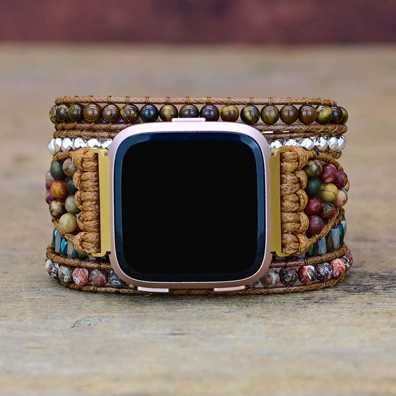 Teepollo Handmade Personalized Yellow Stone Fitbit Versa 2 Watch Band