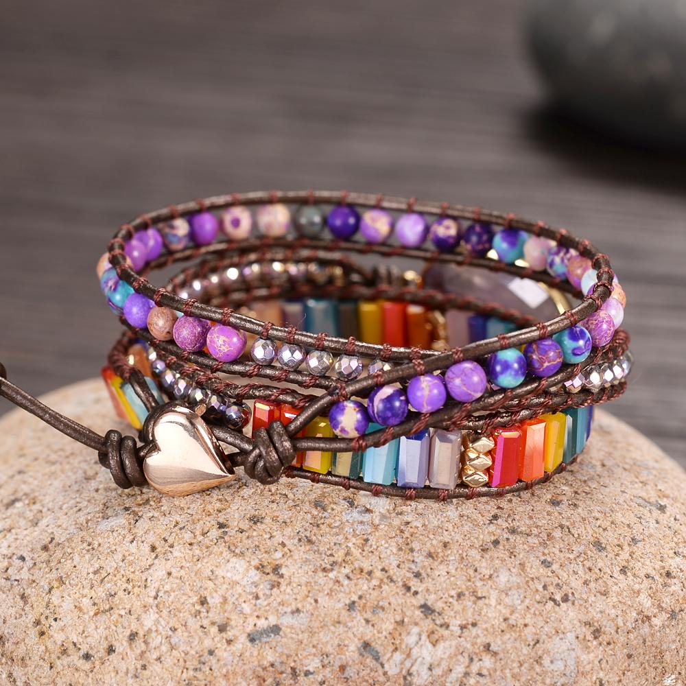 TEEPOLLO Amethyst Rainbow Wrap Bracelet