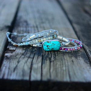TEEPOLLO Bohemian Blue Turquoise Wrap Bracelet