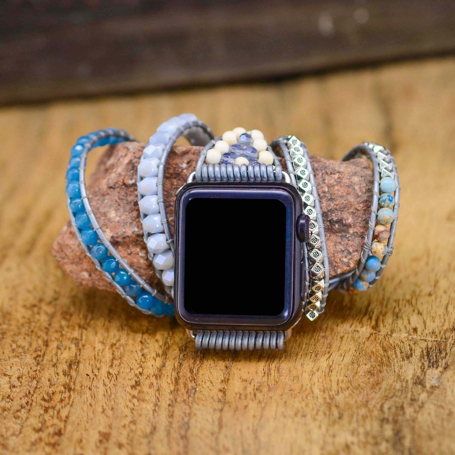 TEEPOLLO Bohemian Topaz Handmade Apple Watch Band Strap