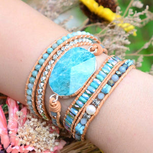 TEEPOLLO Bohemian Amazonite Wrap Bracelet