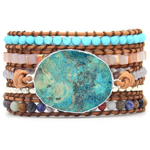 TEEPOLLO Blue Earth Jasper Stone Bracelet