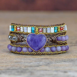 TEEPOLLO Bohemian Healing Love Amethyst Wrap Bracelet