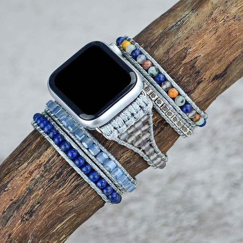 TEEPOLLO Bohemian Blue Jasper Apple Watch Band Strap