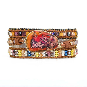 Teepollo Bohemian Stylish Boho Stone Leather Wrap Bracelet
