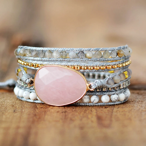 Teepollo rose quartz crystal bracelet