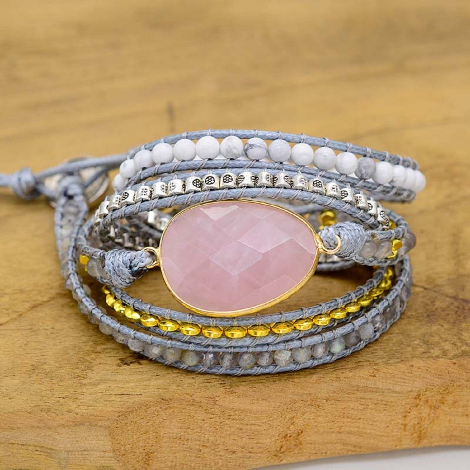 rose quartz crystal bracelet